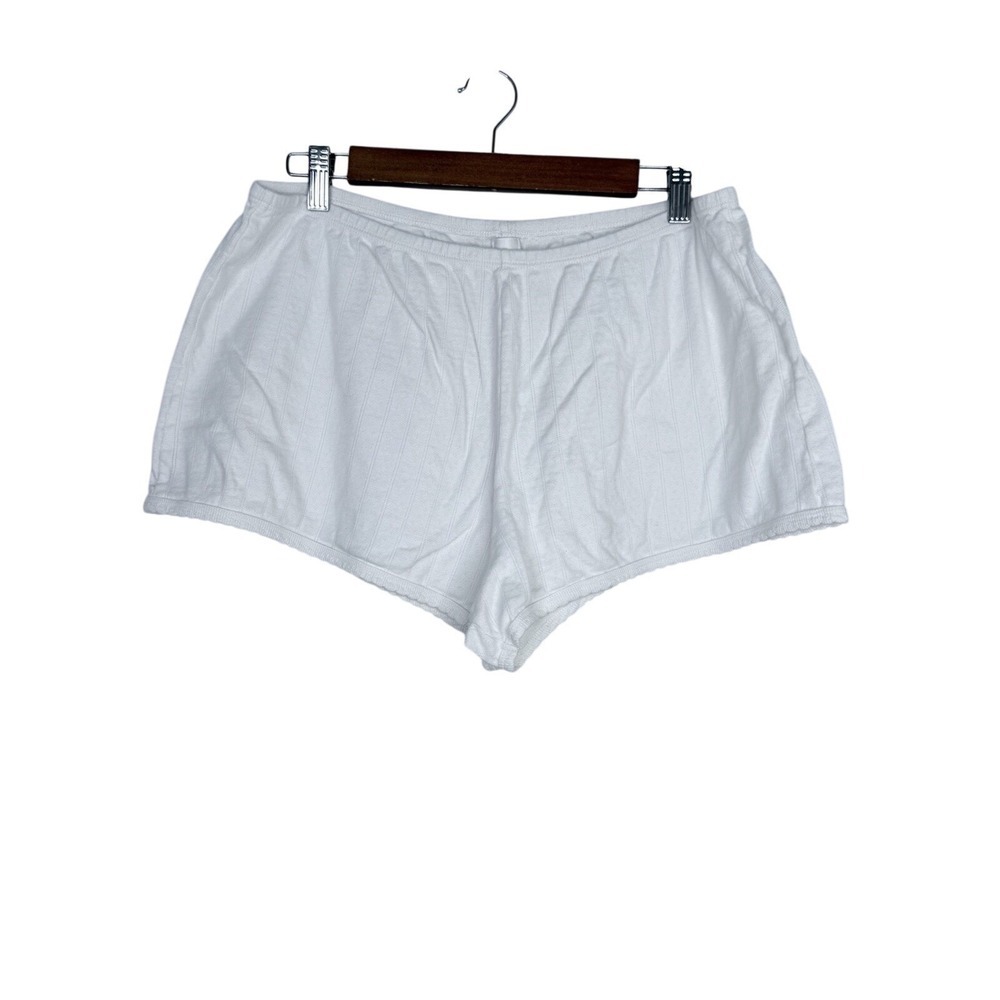 Leset Pointelle Mini Short White Size Large Cotton Dainty Eyelets Scalloped Edge - Picture 2 of 9